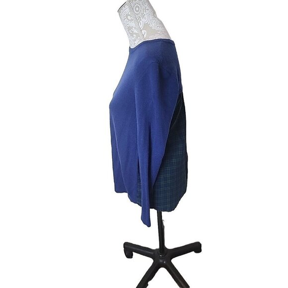 Vineyard Vines Sweater Navy Plaid Merino Wool Blend Mixed Media Women's XS - Picture 4 of 8